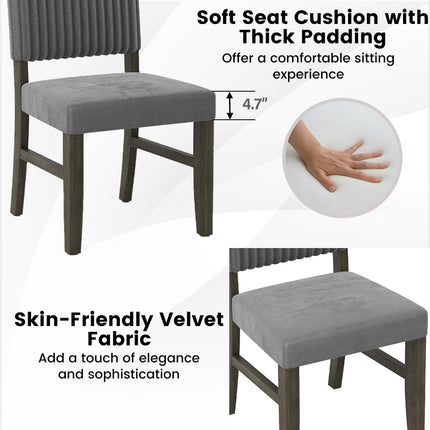 Dreamade Dining Chairs Set of 2/4 Mid-Century Velvet Fabric Upholstered Chairs with Rubber Wood Legs Thick Padded Seat
