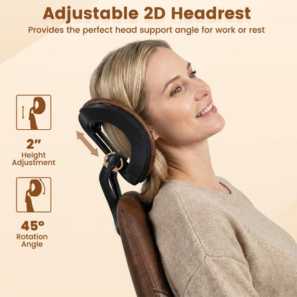 Dreamade Ergonomic Mid Century Modern Faux Fur Computer Desk Chair with 2D Headrest