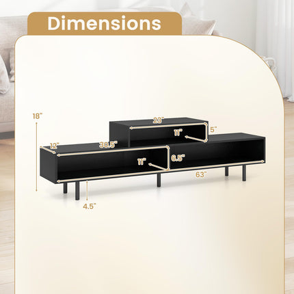 Dreamade 3 Cubby TV Stand for 55/65/70 Inch TV | 63" Modern Entertainment Center