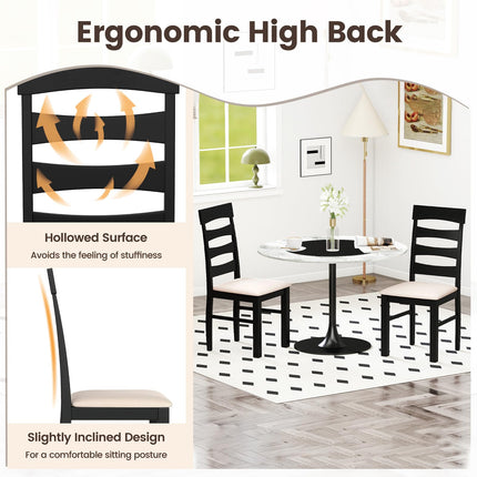 Dreamade Dining Chairs Set of 2/4 with Padded Seat & Rubber Wood Frame