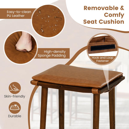 Dreamade Bar Stools Set of 4, Wooden Backless Barstools for Kitchen Island