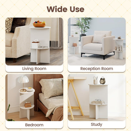 Dreamade 2-Tier Round Side Tables with Storage Shelf (1/2)