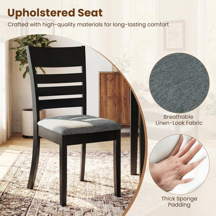 Dreamade Wooden Upholstered Kitchen Chair w/Rubber Wood Frame (2/4)