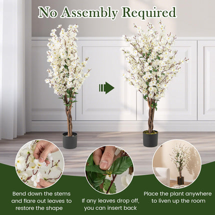 Dreamade 47” Faux Plum Blossom Plant with White Fabric Flower