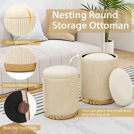 Dreamade Ottoman with Storage - Set of 2 Storage Ottomans