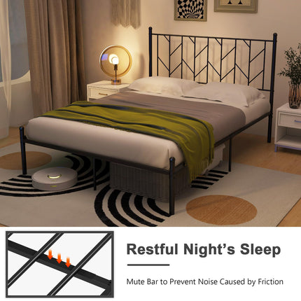 Dreamade Queen/Full/Twin Size Metal Bed Frame with Victorian Style Headboard