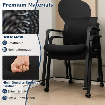 Dreamade Waiting Room Chair Set, Rolling Office Desk Chairs with PU Wheels (2 / 4 / 6 / 8 / 10 / 12 Pack Options)