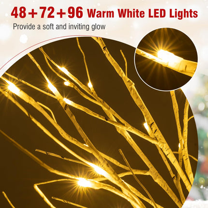Dreamade 4/5/6 FT Pre-Lit Artificial Christmas Trees with 216 Warm White LEDs ( Set of 3 )
