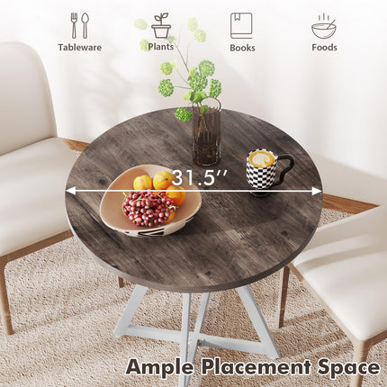 Dreamade 31.5" Small Round Dining Table for 2-4 with Crossed Metal Legs Load 220Lbs