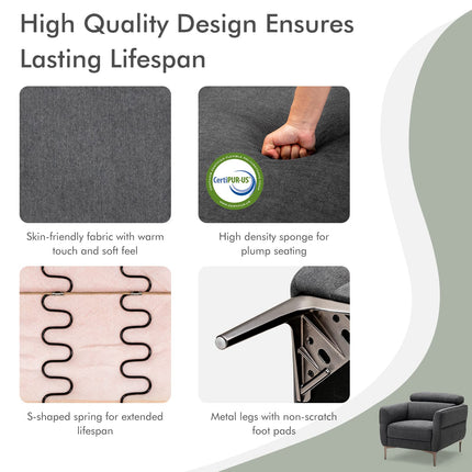 Dreamade Accent Chair, Upholstered Single Sofa Chair with Adjustable Headrest