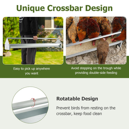 Dreamade Chicken Feeding Trough 45" Long - Heavy Duty Galvanized Steel Chicken Feeder