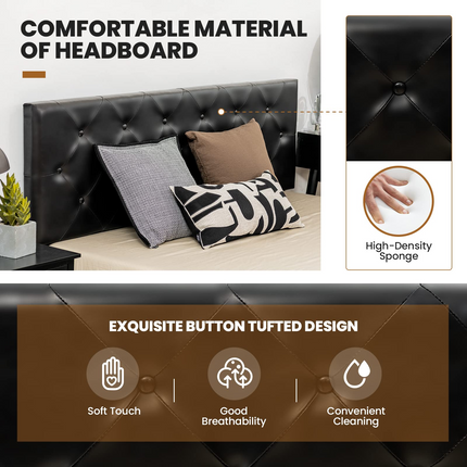 Full/Queen PU Leather Upholstered Platform Bed with 4 Drawers