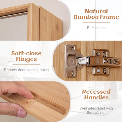 Dreamade Medicine Cabinet Mirror, Bathroom Wall Cabinet with Reversible Single Door, 2 Adjustable Shelves