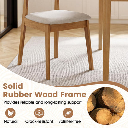 Dreamade Wood Dining Chairs Set of 2/4 Rattan Upholstered with Solid Wood Frame