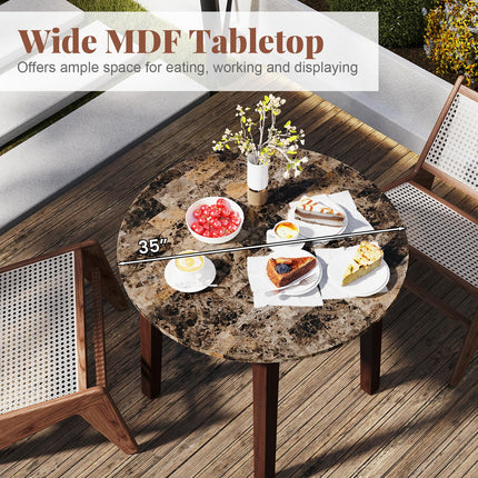 Dreamade 35” Round Dining Table - Kitchen Table with Rubber Wood Legs