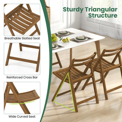 Dreamade Wooden Folding Chairs Set, Dining Chairs with Wide Curved Seat