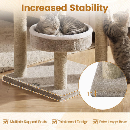 DREAMADE 51-Inch Modern Multi-Level Cat Tower with 3 Cozy Beds