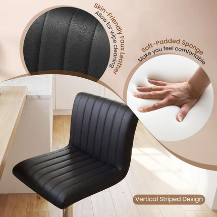 Dreamade Modern Faux Leather Counter Height Barstools Set of 2/4 with Back and Footrest