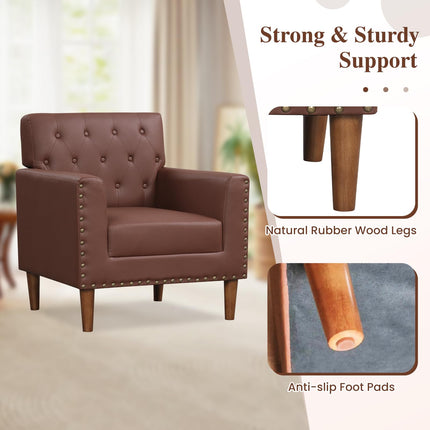 Dreamade Mid Century Modern Accent Chair with Button Tufted Decoration and Rivets