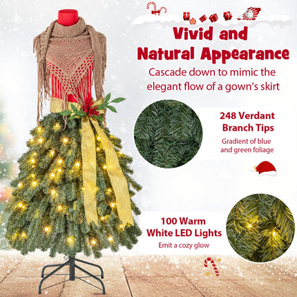 Dreamade 5ft Pre-Lit Dress Form Christmas Tree with Female Mannequin Torso & Scarf