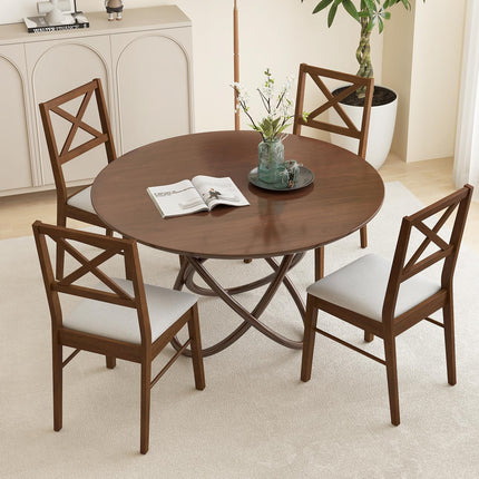 Dreamade Wooden Dining Chairs Set of 2/4, Upholstered Kitchen Chairs w/Cross Back & Padded Seat