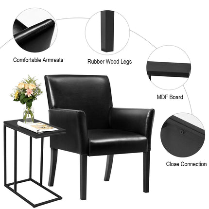 Dreamade Reception Guest Chairs and C-Shaped End Table 3Pcs Set