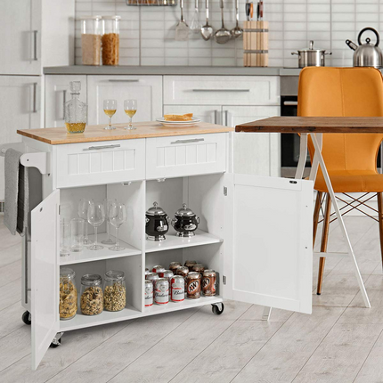 Dreamade Kitchen Island Cart Rolling Storage Trolley Cart
