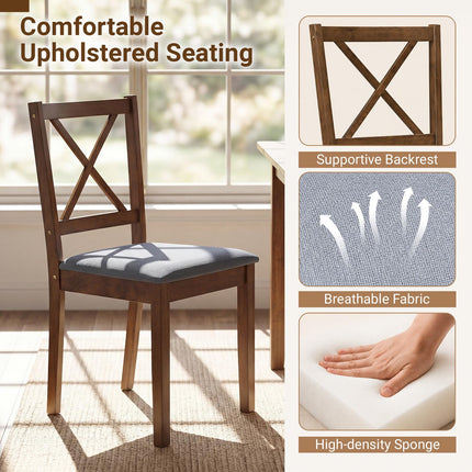 Dreamade Dining Table Set with X-Shaped Backrest for Small Space