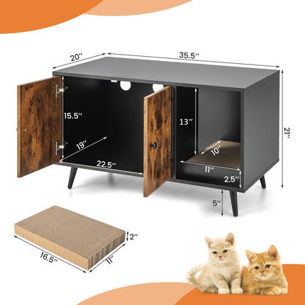 Dreamade Cat Litter Box Enclosure, Hidden Cat Washroom Furniture