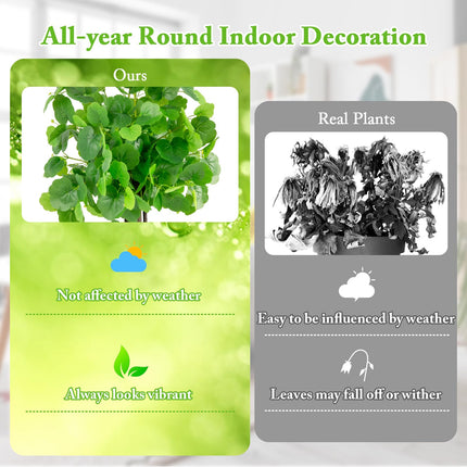 Dreamade 44’’ Artificial Crabapple Tree, Tall Fake Plant in Pot with Real Wood Trunk