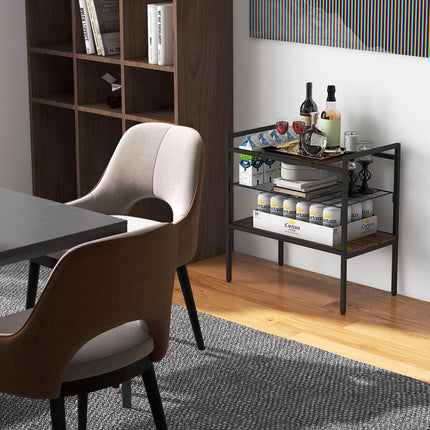 Dreamade 3-Tier Storage Rack, 24" Compact Shelving Unit Storage Shelves with Unique Removable Panel for Different Heights