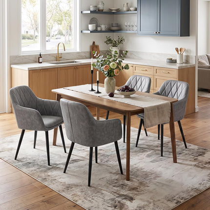 Dreamade Dining Chairs Set with Curved Back & Wide Seat