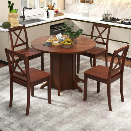 Dreamade 42” Round Dining Table, Modern Kitchen Table with Pedestal Base, Solid Wood Frame