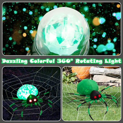 DREAMADE Giant Lighted Halloween Inflatable Spider with Detachable Cobweb