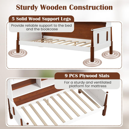 Dreamade Wood Twin Bed with Storage