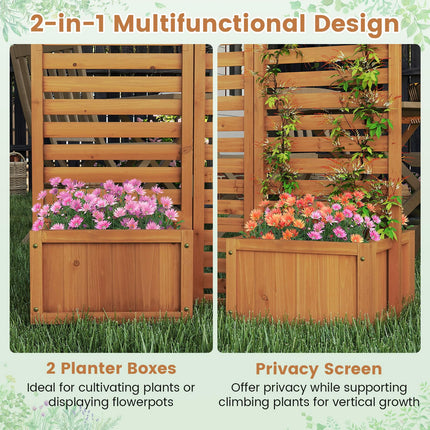 Dreamade Outdoor Wooden Privacy Screen with Planter Box