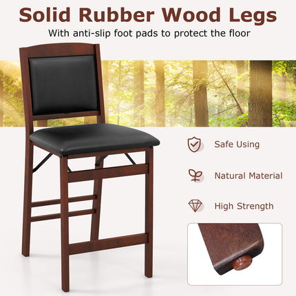 Dreamade Folding Counter Height Bar Stools Set of 2/4, 24.5" Farmhouse Barstools w/Padded Back & Seat