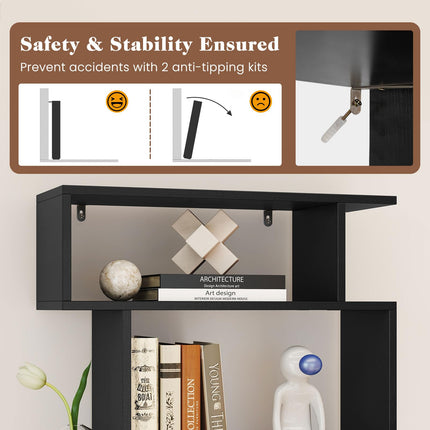 Dreamade S Shaped Bookcase with 2 Anti Tipping Kits