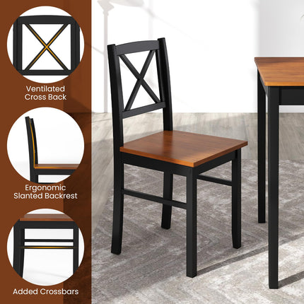 5 Piece Dining Table Set with Rectangular Kitchen Table and 4 Chairs for 4 People-Coffee