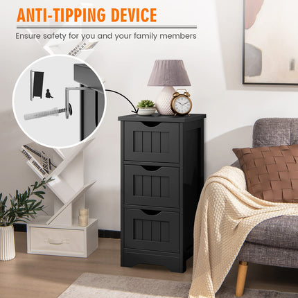 Dreamade Bathroom Floor Cabinet - Small Bathroom Storage Cabinet with 3 Removable Drawers