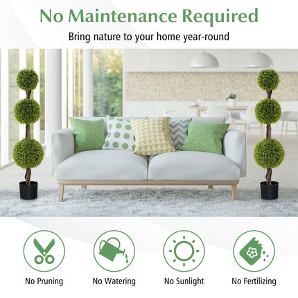 Dreamade 4ft Artificial Boxwood Topiary Ball Tree, Faux Potted Plants Cypress Tree with Weighted Pot