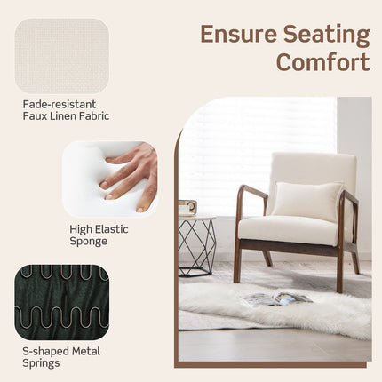 Dreamade Modern Accent Chair with Pillow - Comfy Upholstered Lounge Armchair with Anti-Slip Felt Pads