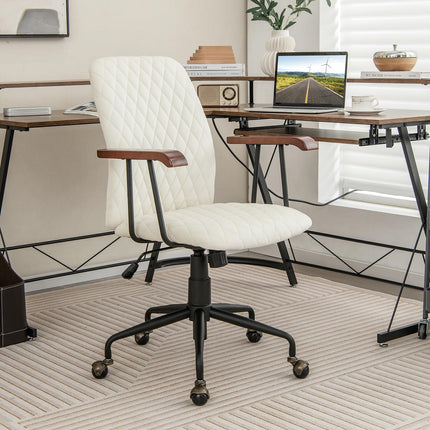 Dreamade Velvet Home Office Desk Chair, Adjustable Swivel Task Chair, Vintage Mid-Back Leisure Chair