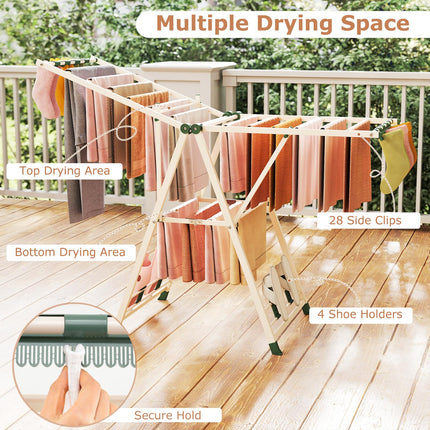 Dreamade 64 Inches Clothes Drying Rack with Height Adjustable Wings