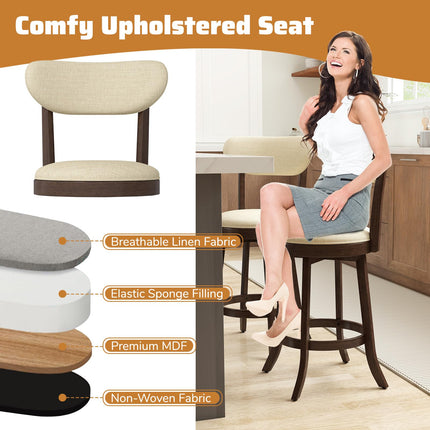 Dreamade 25.5" Counter Height Upholstered Linen Barstools