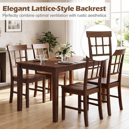 Dreamade Armless Wooden Dining Chairs Set of 2/4 with Solid Rubber Wood Frame