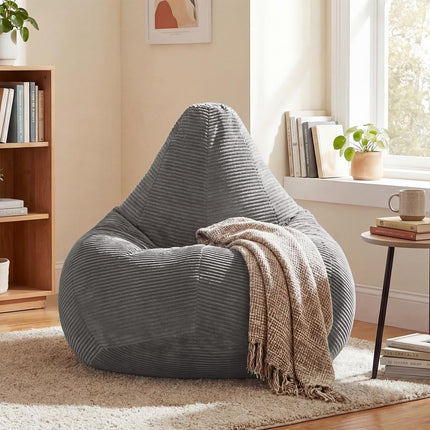Dreamade Bean Bag Chair for Adults | Accent Lazy Sofa with Skin-Friendly Corduroy Cover & Soft Sponge Filling