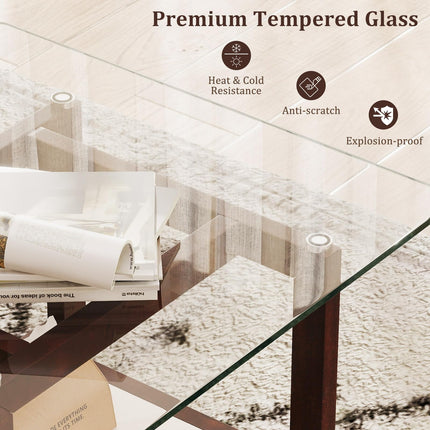 Dreamade Small Coffee Table 24" Glass End Table