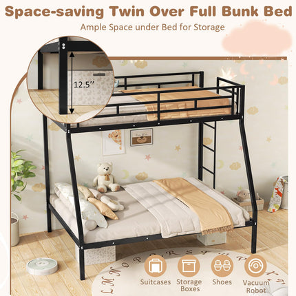 Dreamade Metal Bunk Beds Twin Over Full Size