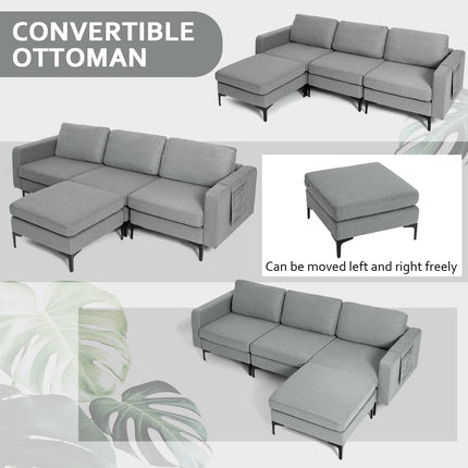 Dreamade 94.5" L Convertible Sofa Couch, 3 Seat Sectional Sleeper with USB Ports & Socket